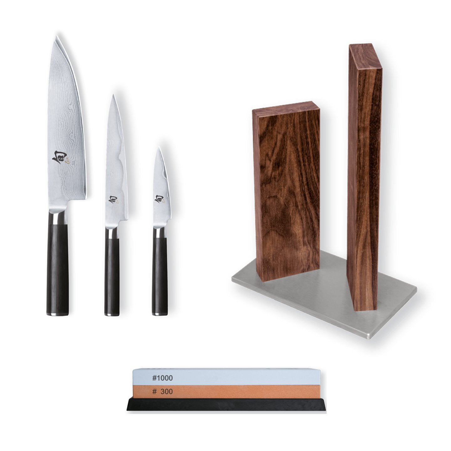 Copper Knife Set with Walnut Knife Block