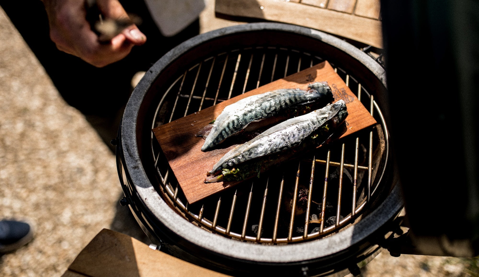 Smoked Mackerel with Chermoula & Beets on the Big Green Egg