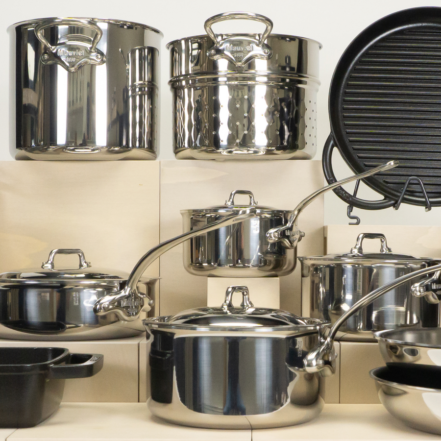 Mauviel M'150 S 16-Piece Cookware Set With Cast Stainless Steel