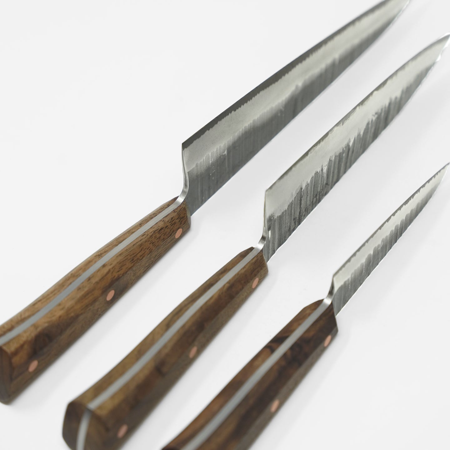 Blenheim Forge Full Tang 3 Knife, Whetstone and Walnut Block Set