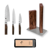 Kai Shun Premier 3 Knife, Whetstone and Block Set / Walnut Block