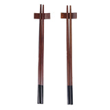 Sarah Petherick Red Wood Chopsticks & Rest / Set of 2 / Black Horn