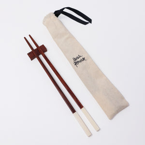 Sarah Petherick Red Wood Chopsticks & Rest / Set of 2 / White Bone