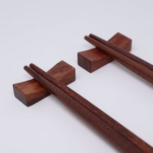 Sarah Petherick Red Wood Chopsticks & Rest / Set of 2 / White Bone