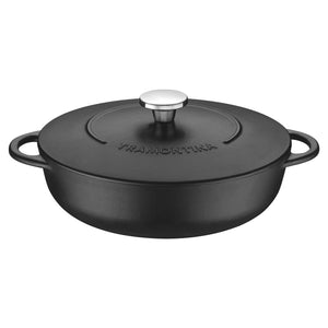 Tramontina Enamelled Cast Iron Saute Casserole / Black / 28cm (Ex-Display)