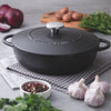 Tramontina Enamelled Cast Iron Saute Casserole / Black / 28cm (Ex-Display)