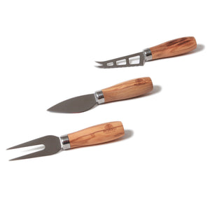 Olive Wood Handle Cheese Knife and Fork Set Italian Olive Wood Sustainable  Length 22cm Italian Olive Wood 