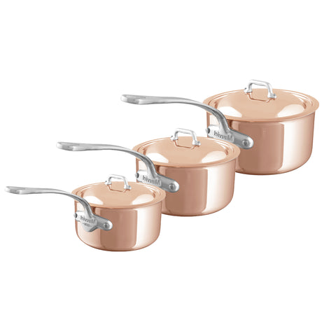 ROYAL SAPPHIRE Cookware Set - Sauce Pan Small, Medium, Large. - Copper  Bottom - Stainless Steel - Multipurpose Sauce Pan with Handle- 3 Pcs. Set.