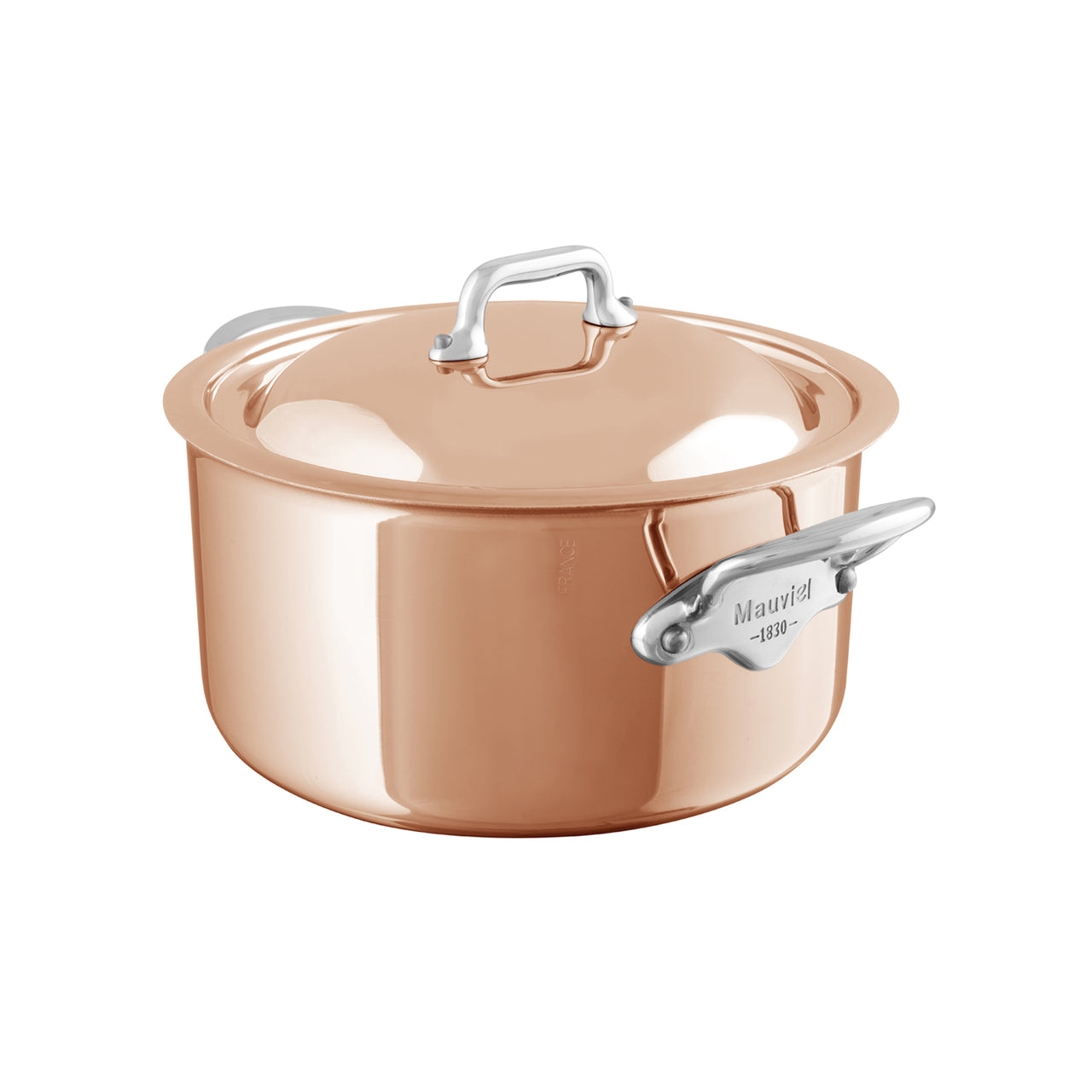 Copper casserole Ø 16 cm with pouring spout