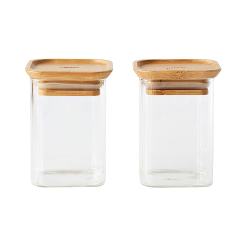 Glass Spice Jars with Bamboo Lids Urban Green, Spice Jars Set & Olive Oil Bottles with Bamboo Rack Stand, Square Sized Glass Spice Jar Set, Spice Jar